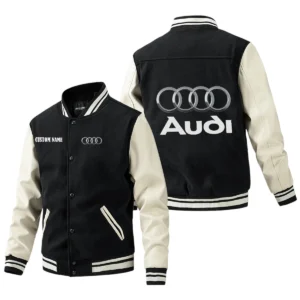 Audi Jacket Men’s Baseball Jacket With PU Leather Sleeve, Custom Name HG190225Y15BJPUCT1AUD