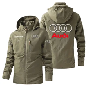 Audi Windbreaker Jacket Hooded, Warm Lining Waterproof Outdoor Running Jacket, Custom Name HIHI240225Y17WO88AUD