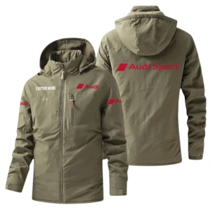 Audi Sport Windbreaker Jacket Hooded, Warm Lining Waterproof Outdoor Running Jacket, Custom Name HIHI280225Y17WO88AUS