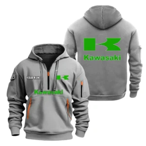 Kawasaki Motors Half Zip Hoodie, Sports Hooded Multi-Pockets, Custom Name TN070325Y25QYZ2HCT1KAM