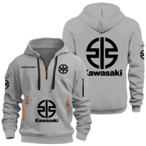 Kawasaki Motors Half Zip Hoodie, Sports Hooded Multi-Pockets, Custom Name HIDI050325Y25QZ2HKAM