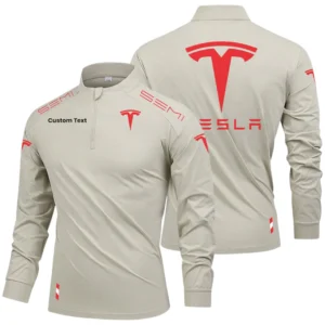Tesla Semi Limited 2025 Long Sleeve Shirt, Stand Collar Quarter Zip-up Custom Name HIDI090425Y49LMT05TLS