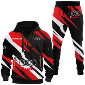 Audi Half Zip Hoodie x Long Pants Set All-over Print, Custom Name HIHI080525Y26QZ3HAUD