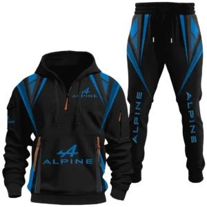 Alpine Half Zip Hoodie x Long Pants Set All-over Print, Custom Name