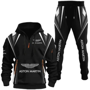 Aston Martin Half Zip Hoodie x Long Pants Set All-over Print, Custom Name