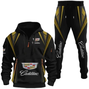 Cadillac Half Zip Hoodie x Long Pants Set All-over Print, Custom Name