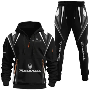Maserati Half Zip Hoodie x Long Pants Set All-over Print, Custom Name