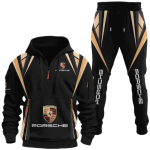 Porsche Half Zip Hoodie x Long Pants Set All-over Print, Custom Name