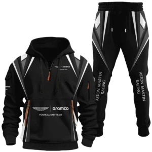 Aston Martin Racing Half Zip Hoodie x Long Pants Set All-over Print, Custom Name