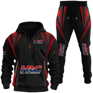 HRC Honda Racing Half Zip Hoodie x Long Pants Set All-over Print, Custom Name