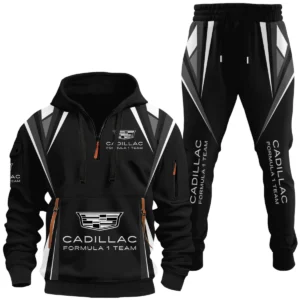 Cadillac Racing Half Zip Hoodie x Long Pants Set All-over Print, Custom Name