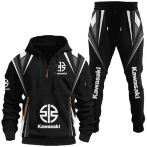 Kawasaki Motors Half Zip Hoodie x Long Pants Set All-over Print, Custom Name