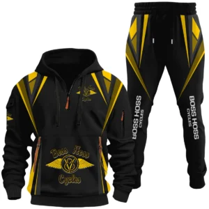 Boss Hoss Cycles Half Zip Hoodie x Long Pants Set All-over Print, Custom Name