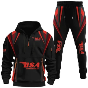 BSA Motorcycles Half Zip Hoodie x Long Pants Set All-over Print, Custom Name