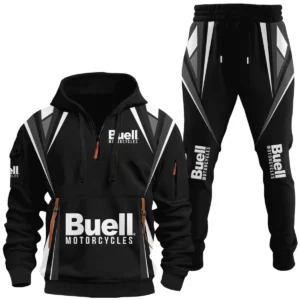 Buell Motorcycles Half Zip Hoodie x Long Pants Set All-over Print, Custom Name