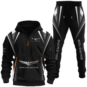 Honda Gold Wing Half Zip Hoodie x Long Pants Set All-over Print, Custom Name