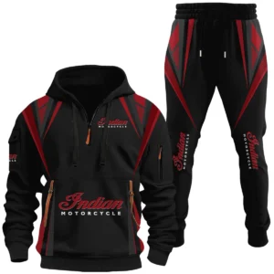 Indian Motorcycle Half Zip Hoodie x Long Pants Set All-over Print, Custom Name