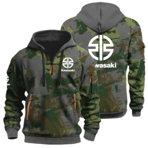 Kawasaki Motors Half Zip Hoodie All Over Prints Sports Hoodie Style Custom Name