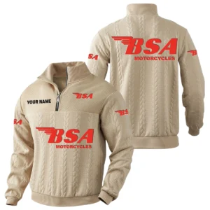 BSA Motorcycles Quarter-Zip Sweatshirt Stand Collar Custom Name