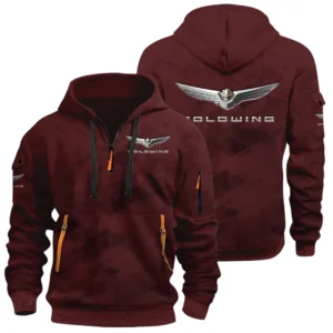 Honda Gold Wing Half Zip Hoodie All Over Prints Multi Pockets Custom Name Gift For Fan