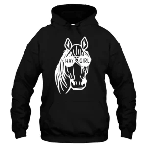 Hay Girl Horse Hoodie – Black