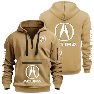 Acura Half Zip Hoodie Multi Zipper Pocket Custom Name