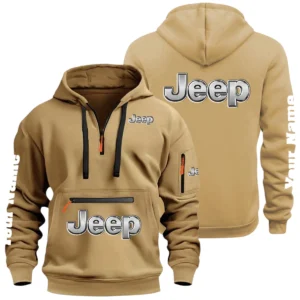 Jeep Half Zip Hoodie Multi Zipper Pocket Custom Name